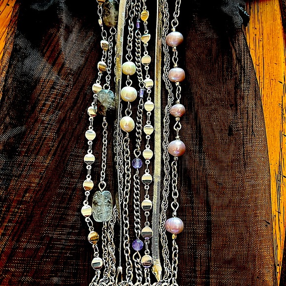 🌺🌼NWT semiprecious BOHO &SylishWHBM silverPlatedBracelet.Toggle closure.Modern - Picture 5 of 8